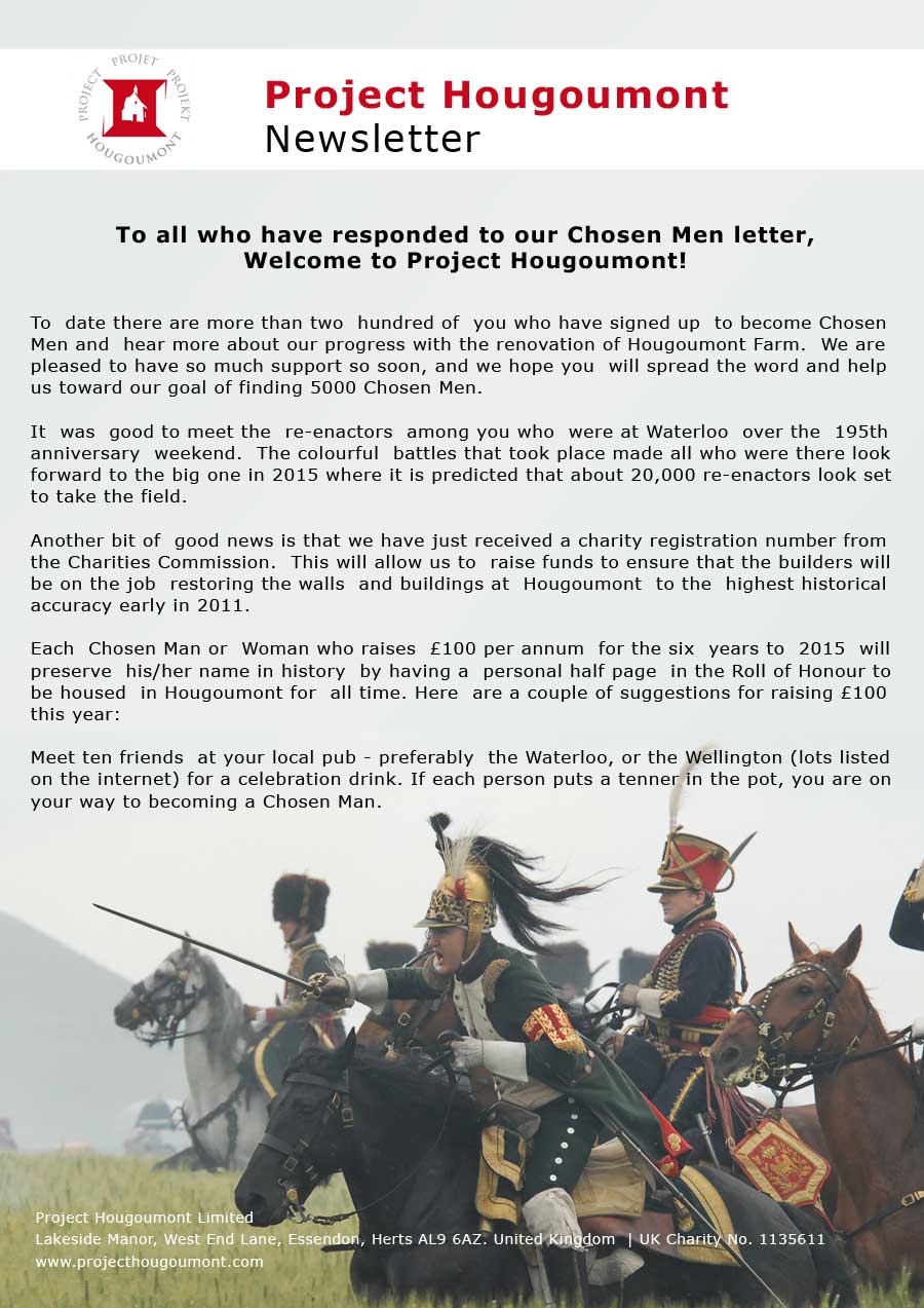 Project Hougoumont Newsletter 1