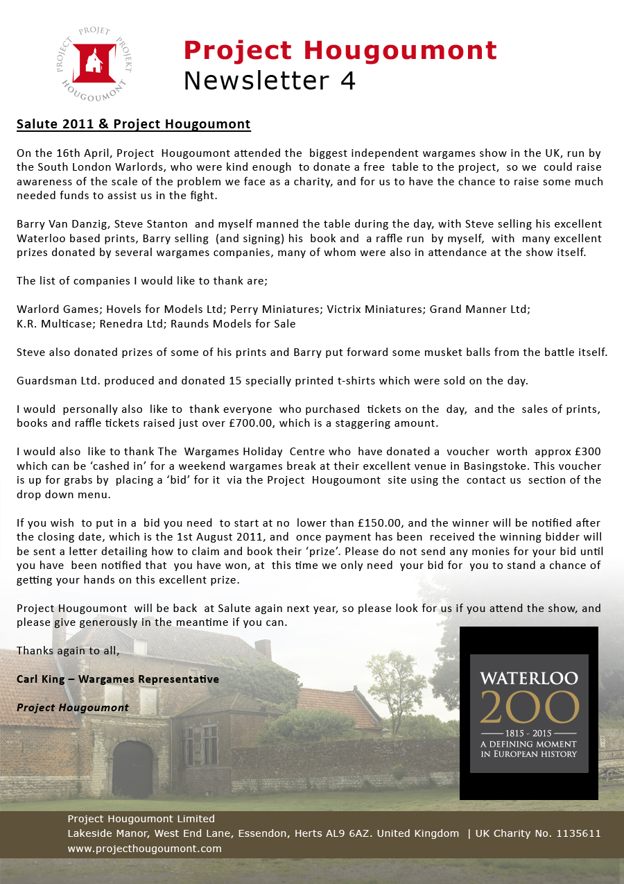 Project Hougoumont Newsletter 2